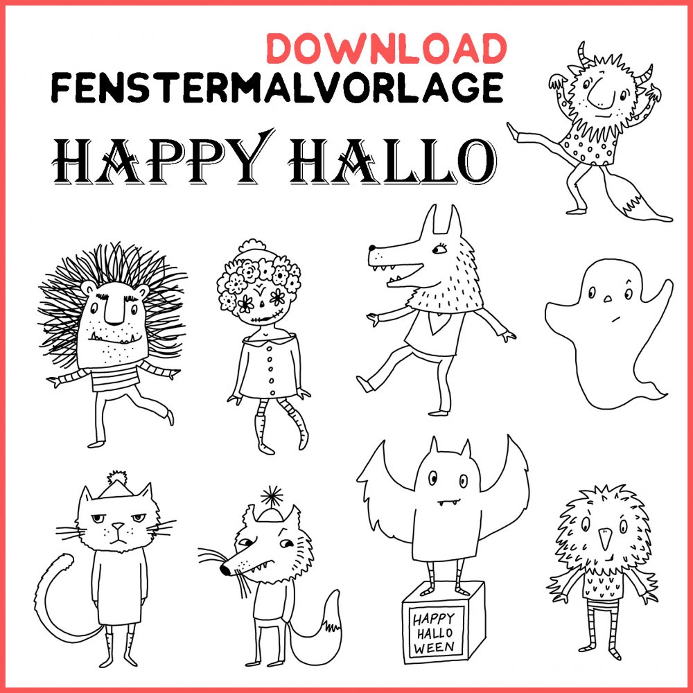 Download Fenstermalvorlagenset Happy Hallo - zum Schließen ins Bild klicken