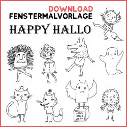 Download Fenstermalvorlagenset Happy Hallo