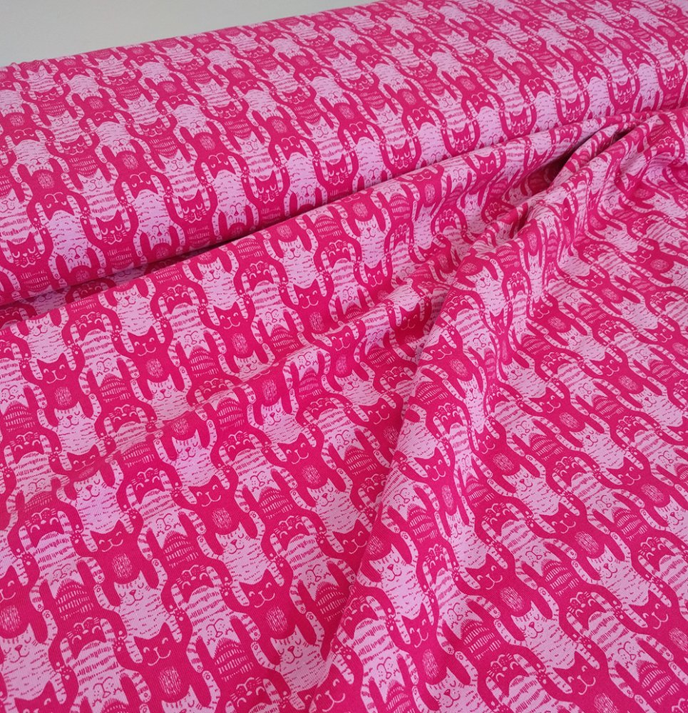 Bio Jersey Design Katzentritt pink 1m - zum Schließen ins Bild klicken