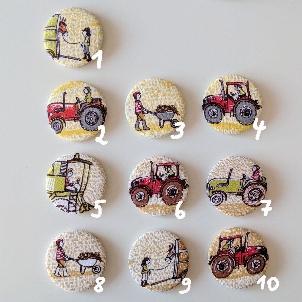 Button zum Anstecken Design Bauernhoffahrzeuge - zum Schließen ins Bild klicken