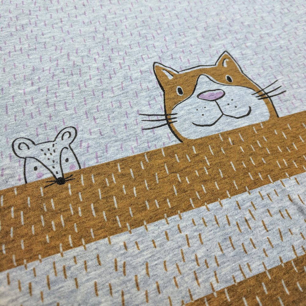 Bio Jersey Design Tigerkatze senf 1 Rapport (etwa 80 cm) - zum Schließen ins Bild klicken