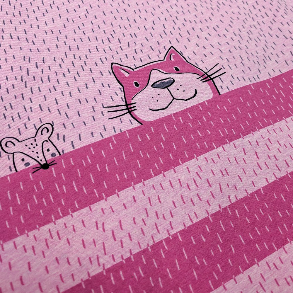 Bio Jersey Design Tigerkatze pink 1 Rapport (etwa 84 cm) - zum Schließen ins Bild klicken