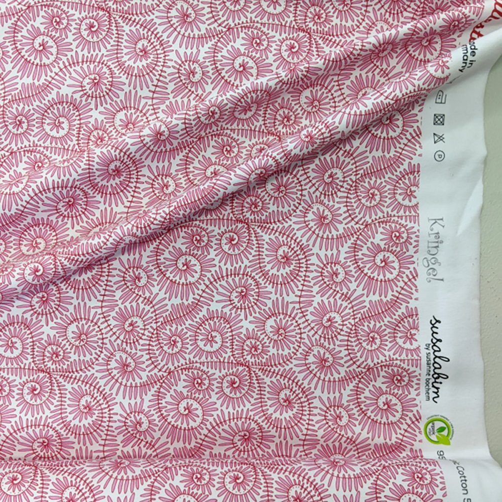 Modal Jersey Design Kringel rosarotweiß 1m - zum Schließen ins Bild klicken
