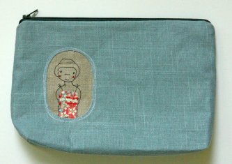 zipper pouch, handpainted, No.2