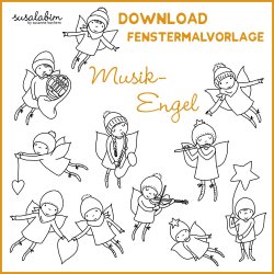 Download Fenstermalvorlagenset Musik-Engel