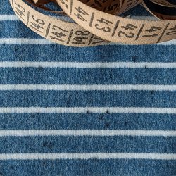 Ringel Kuscheljersey Blau, gesprenkelt, 0,6m