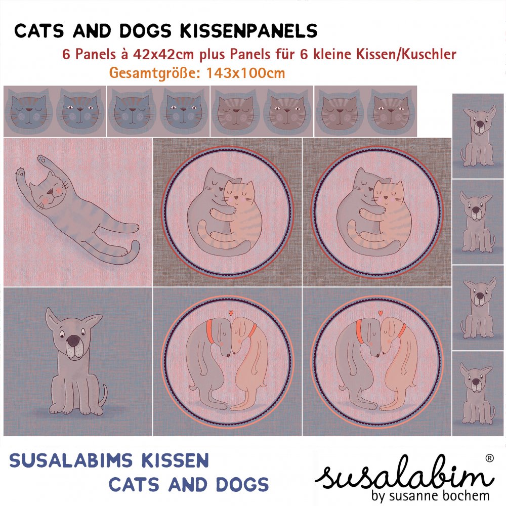 Bio Webware Panel Kissen SUSAlabims Cats and Dogs - zum Schließen ins Bild klicken