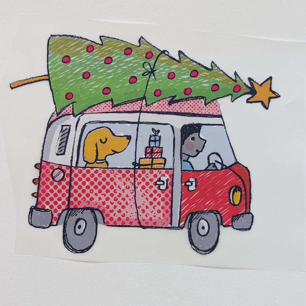 Bügelbild Nr.127 Weihnachtsauto groß - zum Schließen ins Bild klicken
