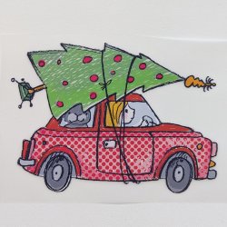 Bügelbild Nr.126 Weihnachtsauto groß