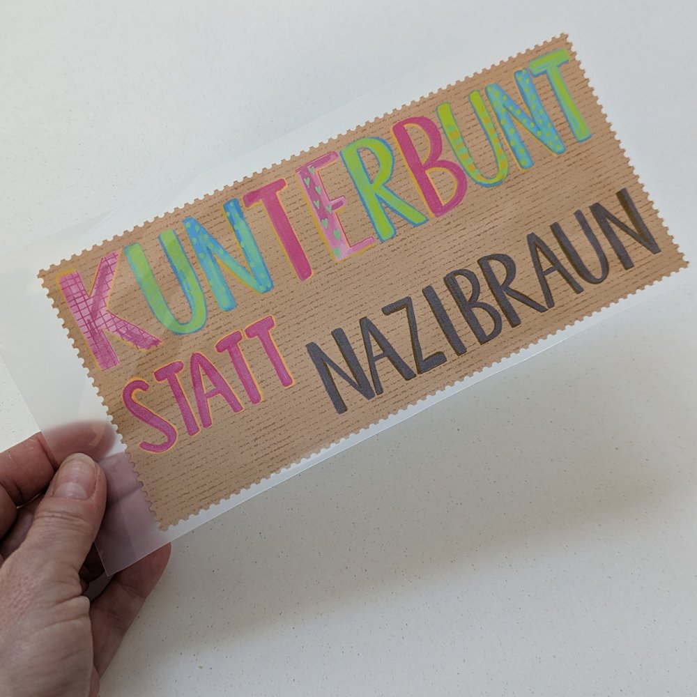 Bügelbild Nr.133 Demoschild 1 - zum Schließen ins Bild klicken