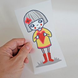 Bügelbild Nr.177 Mädchen mit Herz
