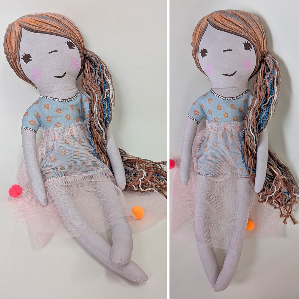 Nähset Puppe hellblau - zum Schließen ins Bild klicken
