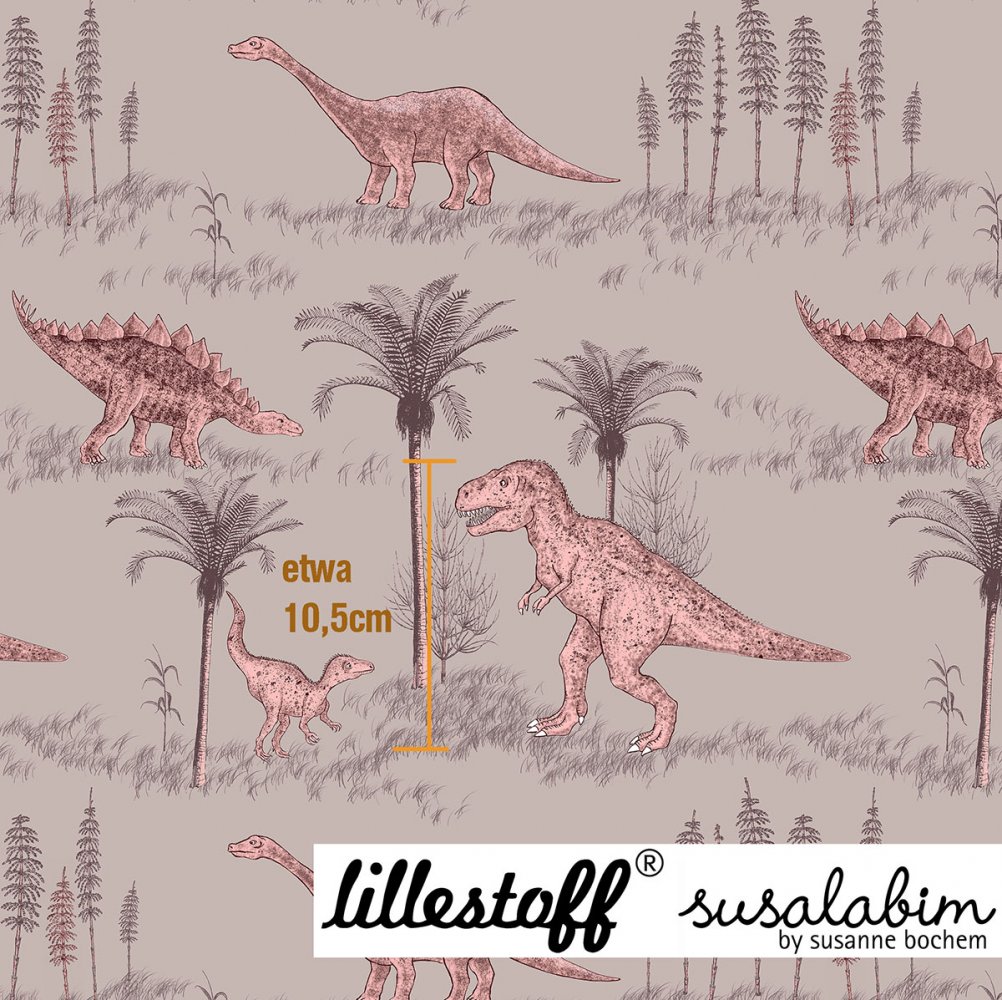 Bio Summersweat Design Dinowelt beigerosa 0,95m - zum Schließen ins Bild klicken