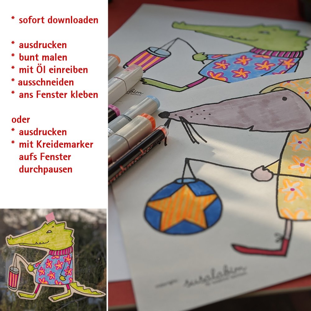 Download Fenstermalvorlagenset Laternenzug Susalabim By Susanne Bochem