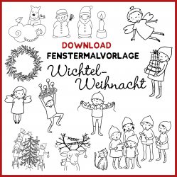 Download Fenstermalvorlagenset Wichtelweihnacht