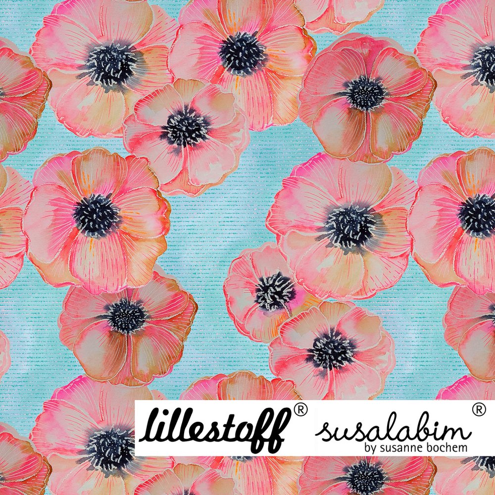 Modal Jersey Design Susalabims Aquarellblumen 1m - zum Schließen ins Bild klicken