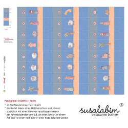 Webware SUSAlabims Adventskalender Krippenspiel blau Baumwolle 1Panel