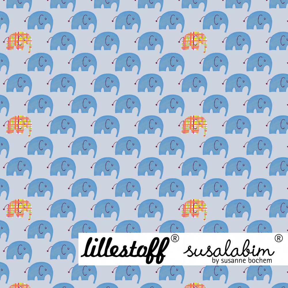 Bio Webware SUSAlabims Elefant mini blaubunt Baumwolle 1m - zum Schließen ins Bild klicken