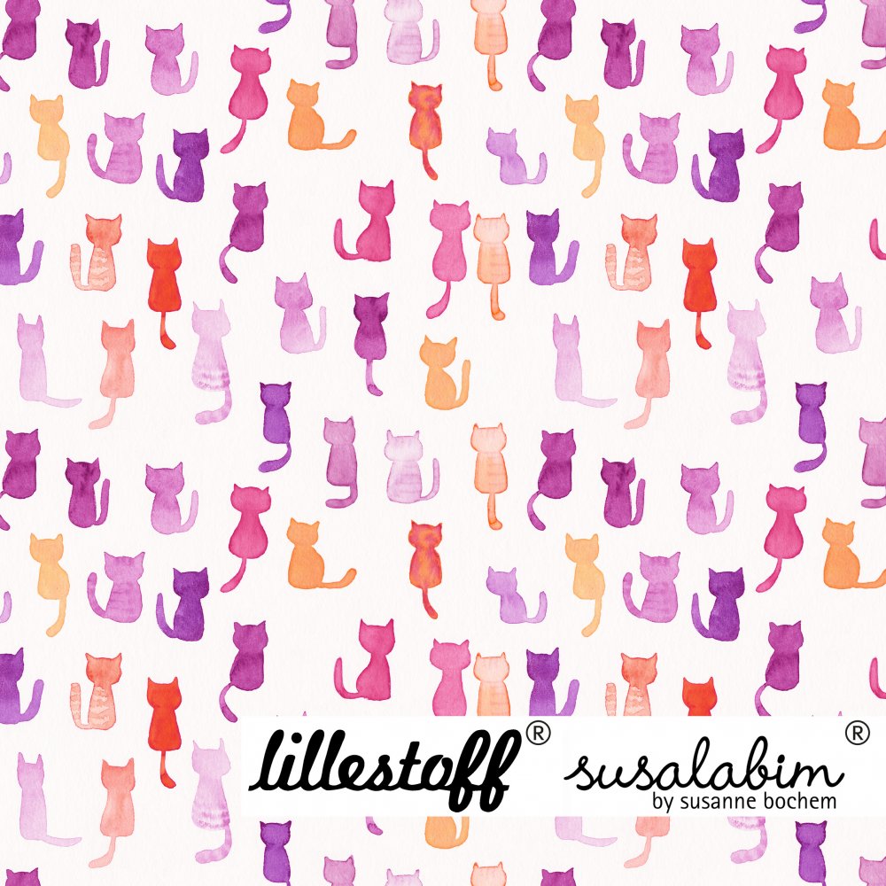 Bio Webware SUSAlabims Katzentreffen pink Baumwolle 1m - zum Schließen ins Bild klicken