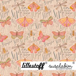 Bio Summersweat Design Susalabims Schmetterlinge beige 1m