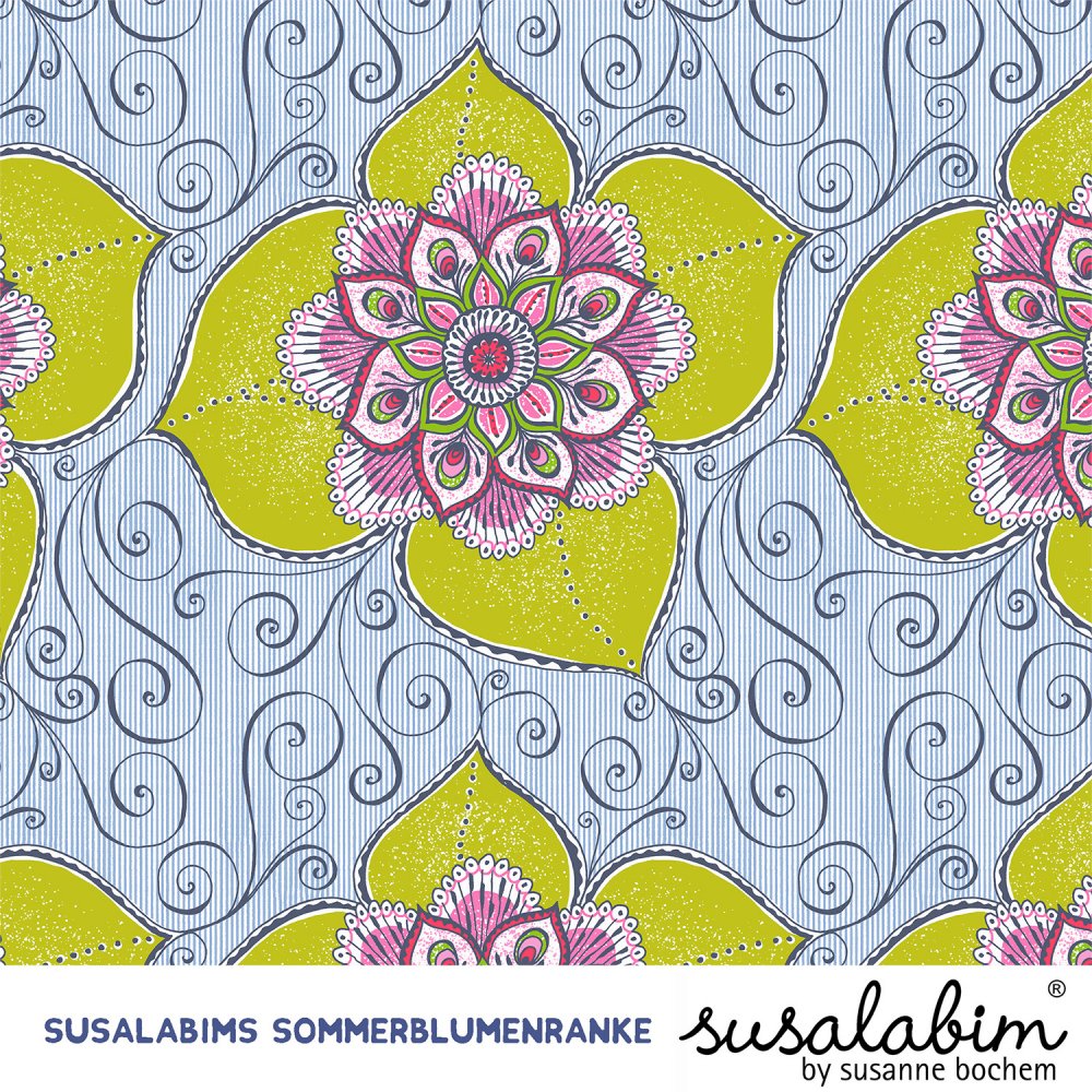 Modal Jersey Design Sommerblumenranke 1m - zum Schließen ins Bild klicken