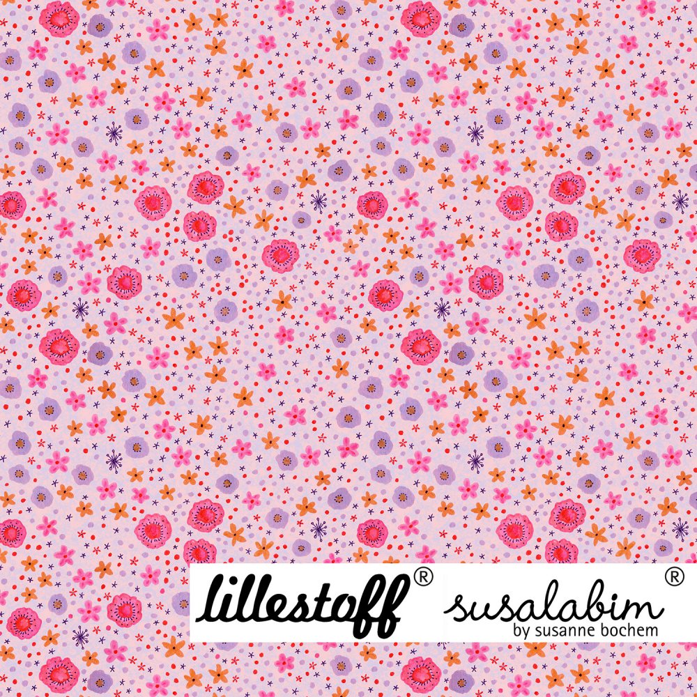 Bio Summersweat Design Susalabims Streublümchen pink 1m - zum Schließen ins Bild klicken