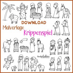 Download Fenstermalvorlagenset Krippenspiel