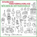 Download Fenstermalvorlagenset Weihnachtsdoodle