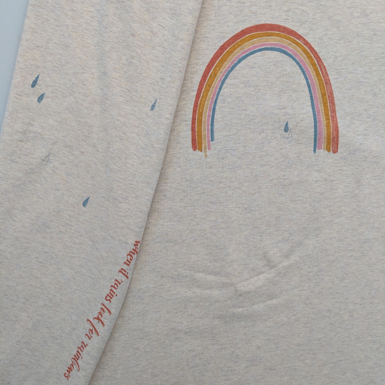 Bio Jersey Design when it rains look for rainbows 1 Panel - zum Schließen ins Bild klicken