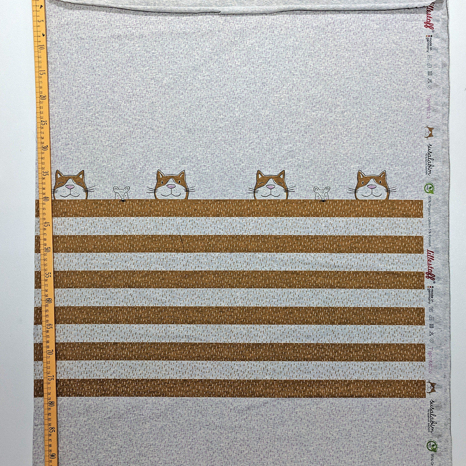 Bio Jersey Design Tigerkatze senf 1 Rapport (etwa 90cm)