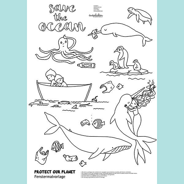 Fenstermalvorlagenset Protect our Planet