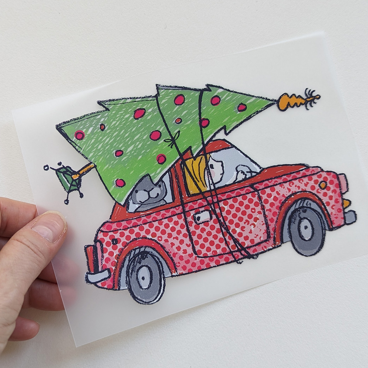 Bügelbild Nr.126 Weihnachtsauto groß