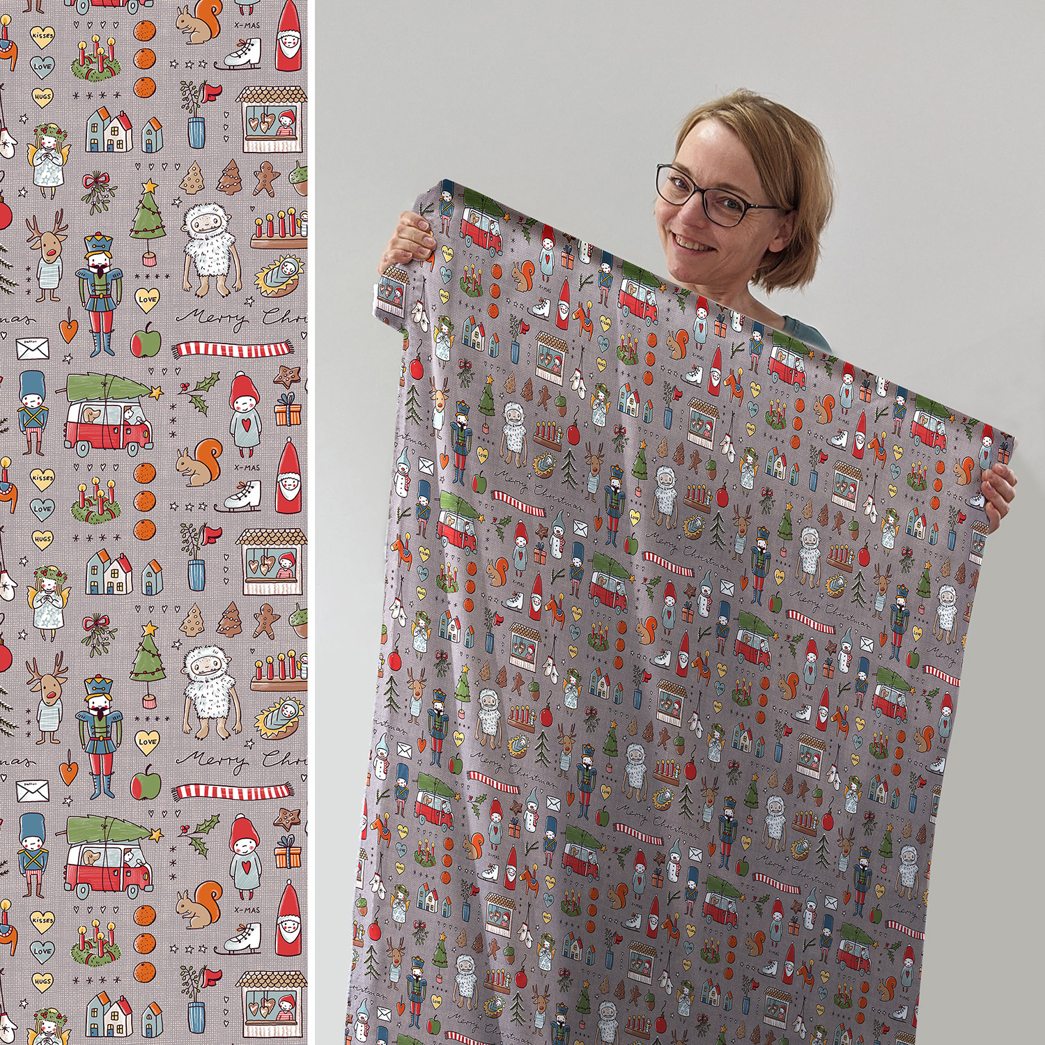 Bio Summersweat Design Weihnachtsdoodle 1m