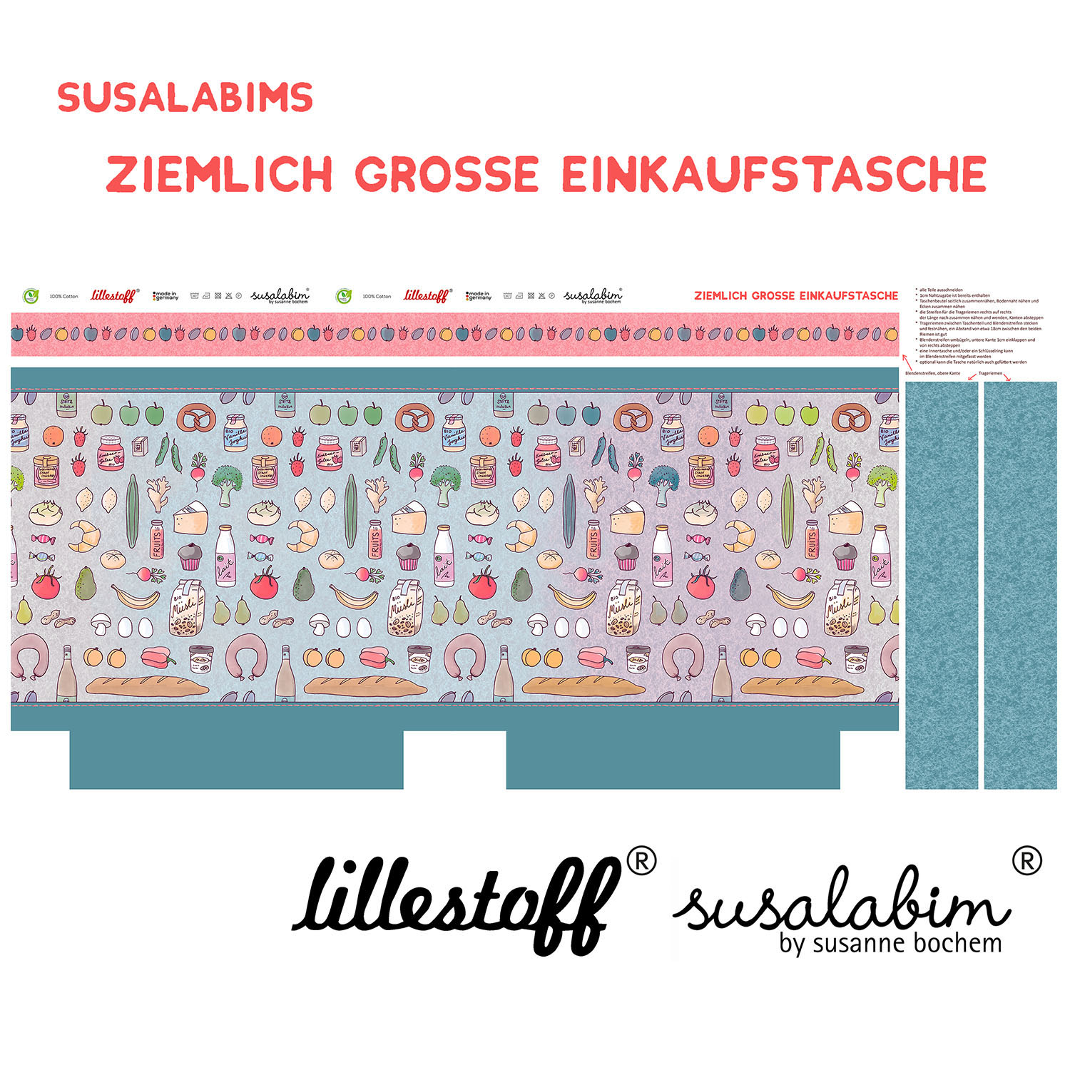 Nähset ziemlich große Einkaufstasche, Canvas, Panel