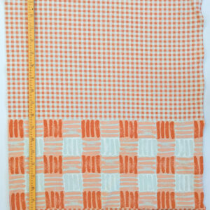 Bio Summersweat Design Kariert grün/orange 1 Rapport
