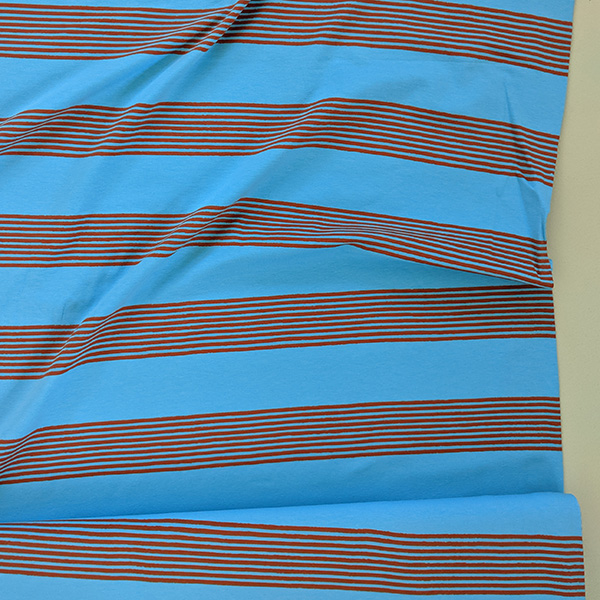 Bio Jersey Design Basicstreifen blaubraun 1m