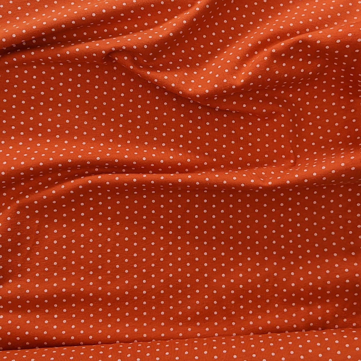 Bio Jersey Dotties orange-weiß 1m