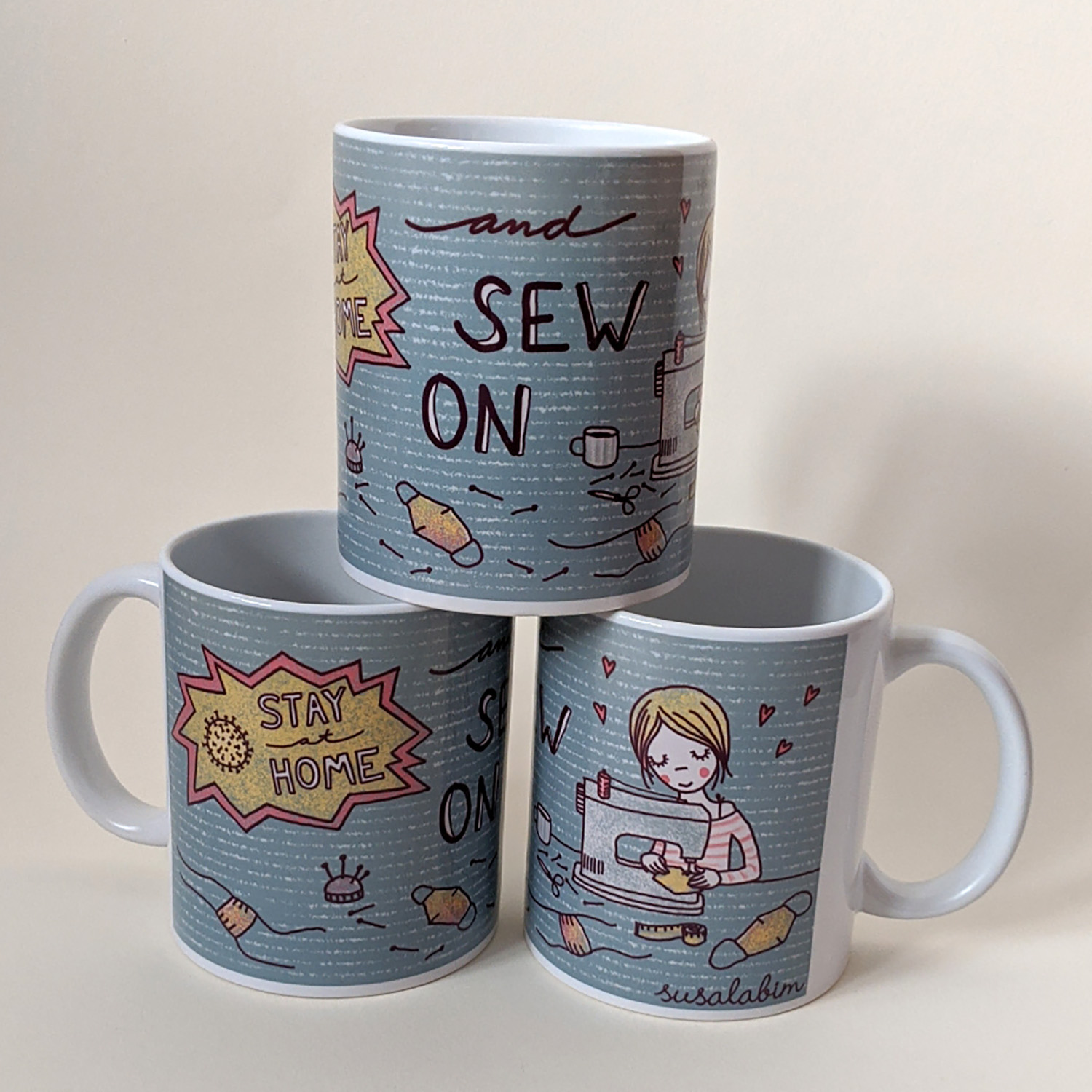 Vorbestellung Tasse "Stay at home and sew on"