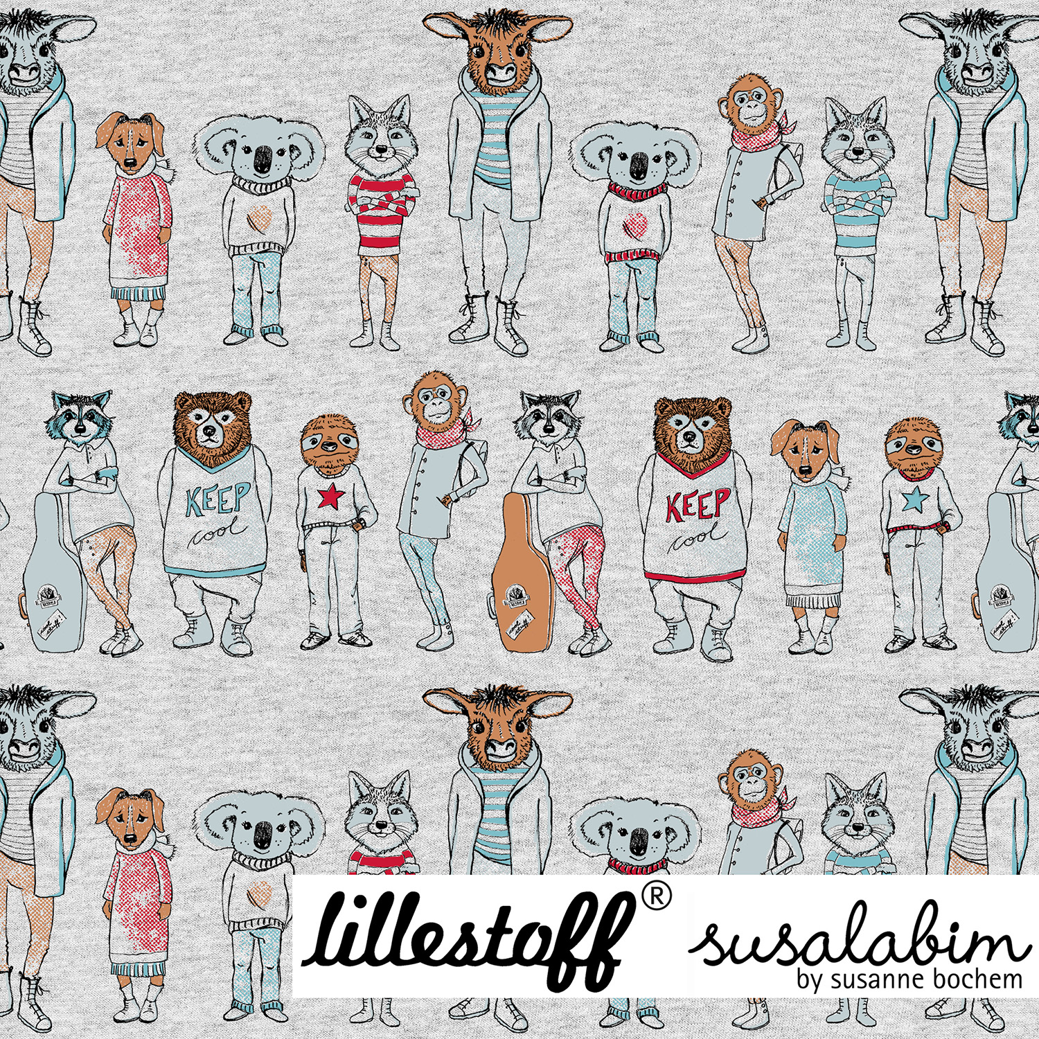 Bio Jersey Design Bunte Typen 1m