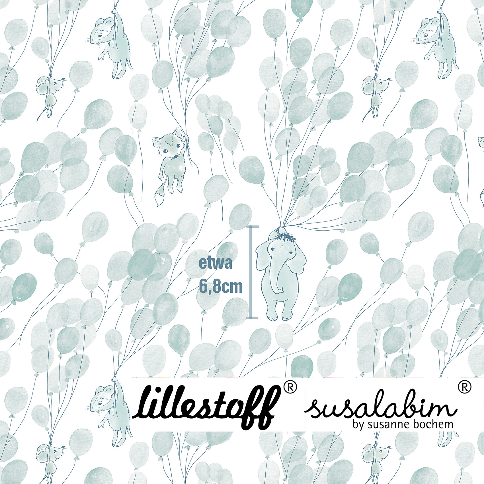 Bio Jersey Design Susalabims Fliegende Tiere blau 1m