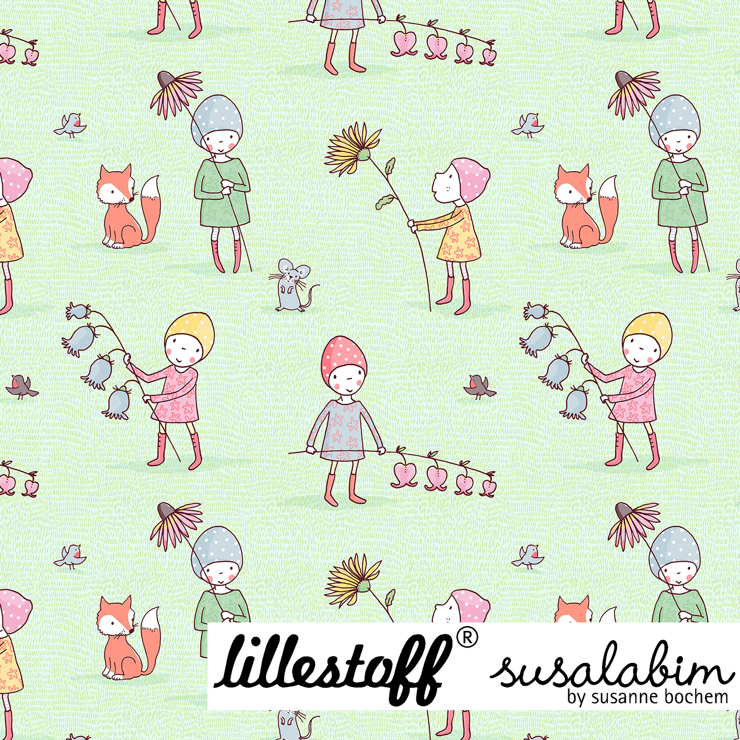 Bio Jersey Design Susalabims Blumenkinder 1m