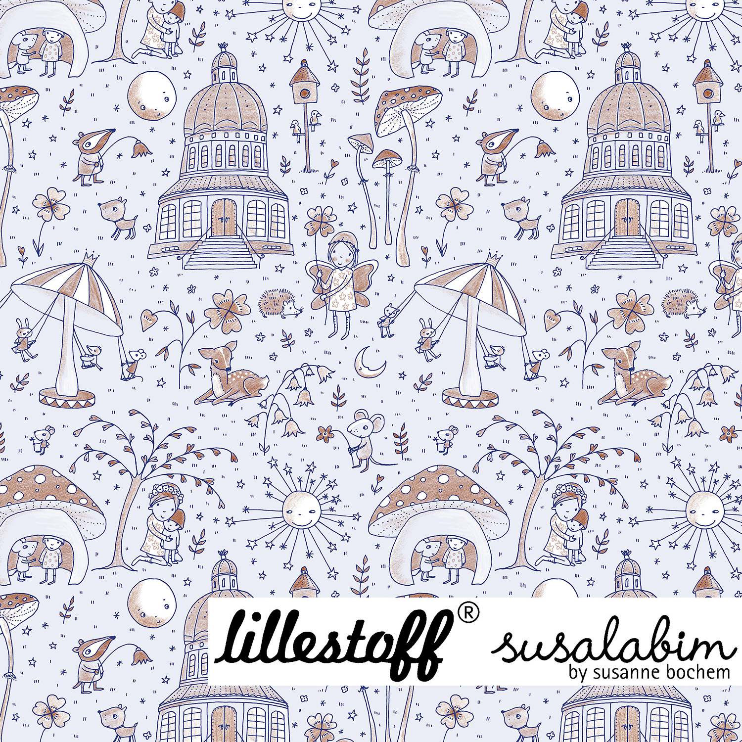 Bio Jersey Design Susalabims Hallo Traumwelt, blaubraun 1m
