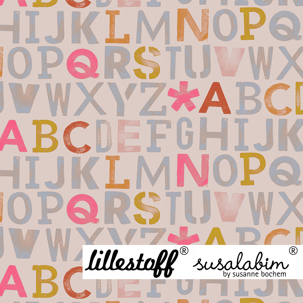 Bio Jersey Design Susalabims ABC pastell 1m