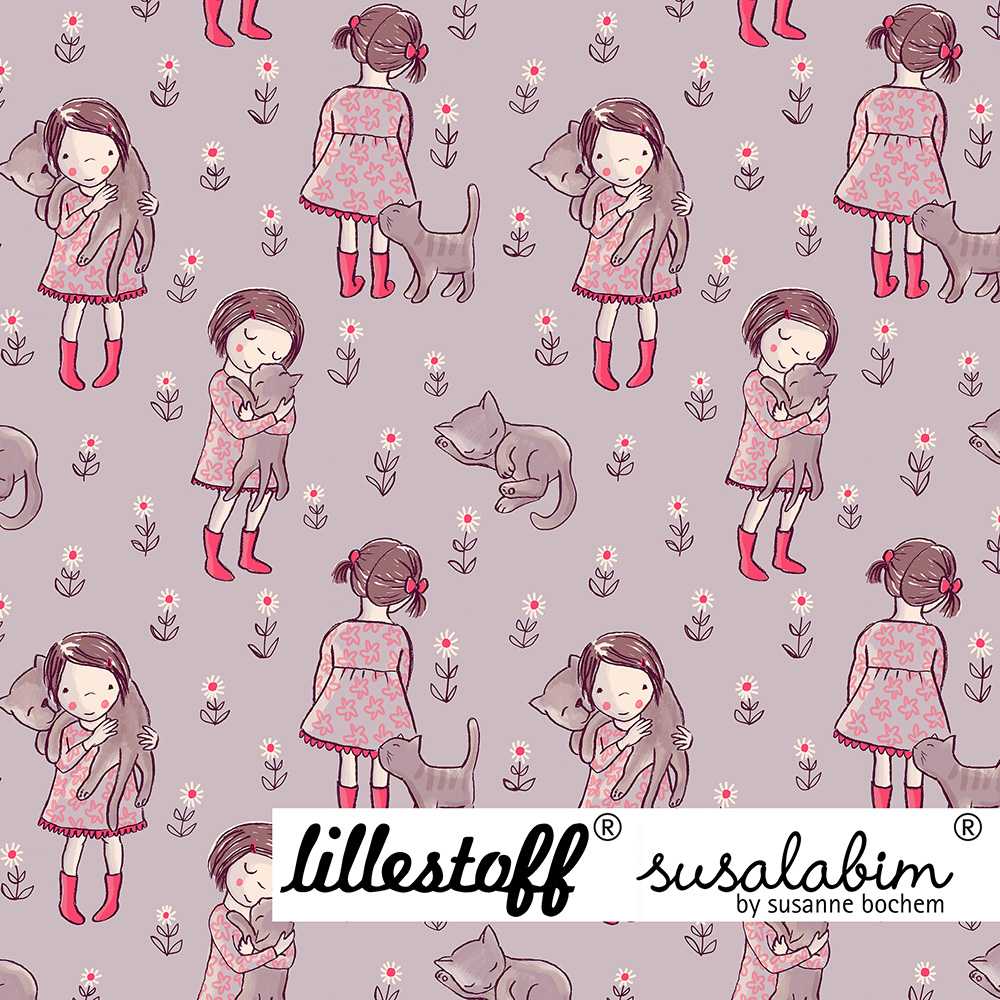 Bio Jersey Design Susalabims kleine Mietzekatzen rotbraun 1m