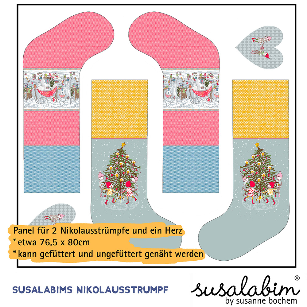 Nähset Nikolausstrümpfe Wichtelbaum 1 Panel