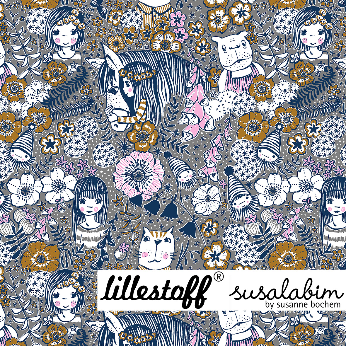 Bio Jersey Design Wunderblumen 1m
